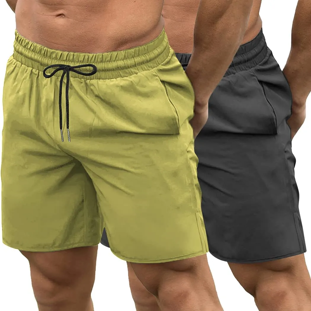 COOFANDY Men's 2 Pack Gym Workout Shorts Quick Dry Bodybuilding Weightlifting Pants Training Running Jogger with Pockets