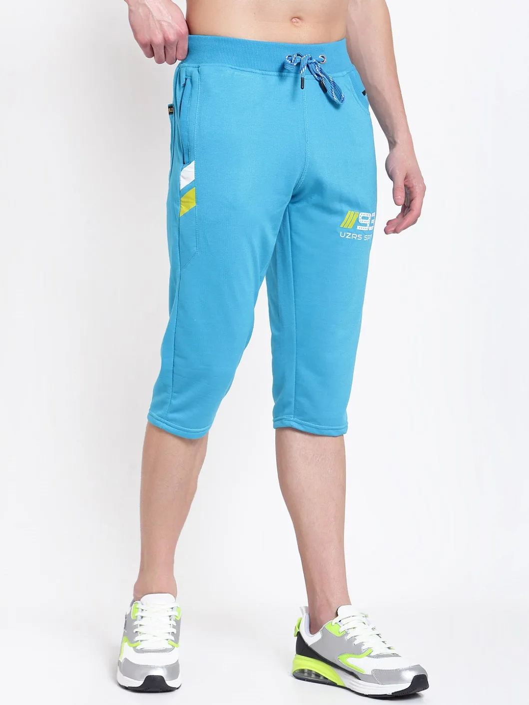 UZARUS Men's Cotton Three Fourth Capri Shorts With Two Zippered Pockets